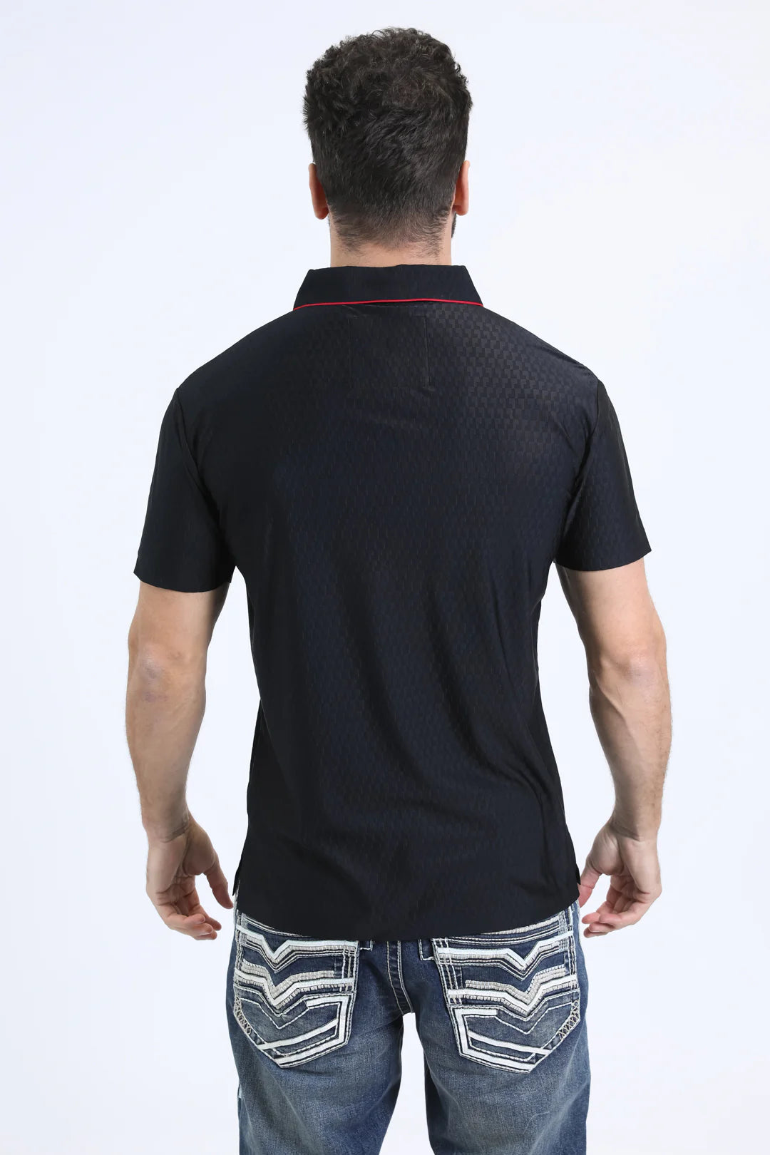 Platini Men’s Cotton Modern Fit Stretch Black Polo