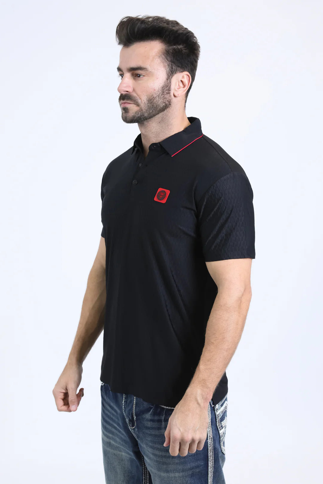 Platini Men’s Cotton Modern Fit Stretch Black Polo