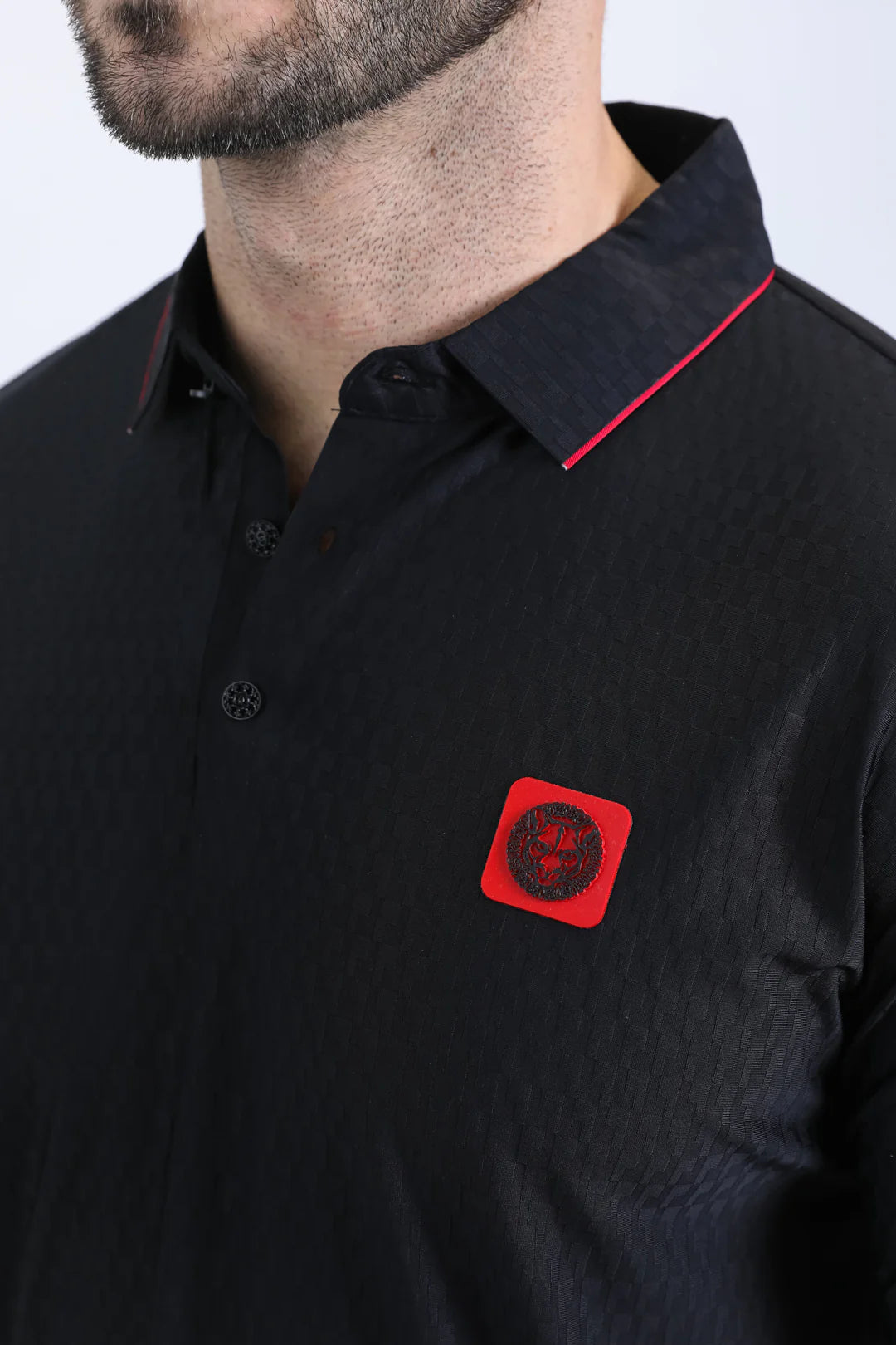Platini Men’s Cotton Modern Fit Stretch Black Polo