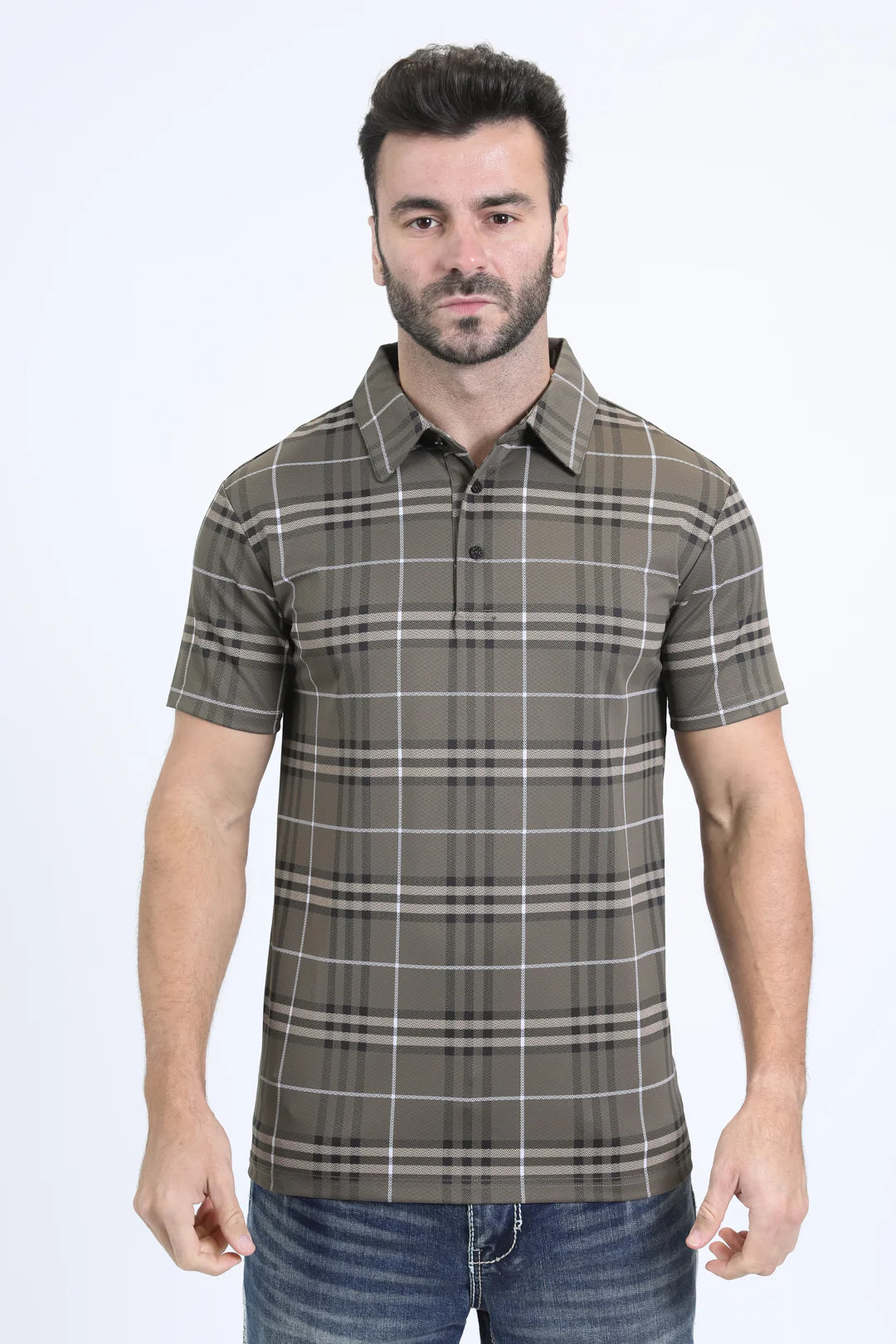 Platini Men’s Cotton Modern Fit Stretch Beige Polo