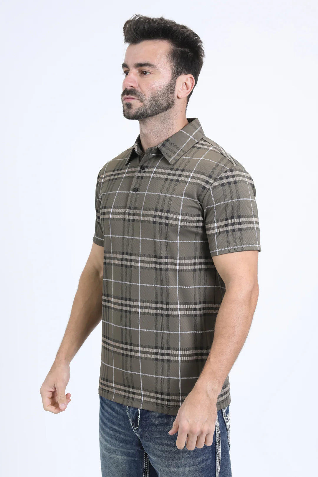 Platini Men’s Cotton Modern Fit Stretch Beige Polo