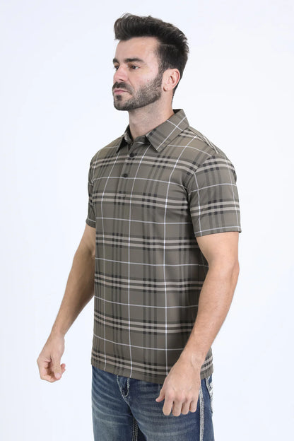 Platini Men’s Cotton Modern Fit Stretch Beige Polo
