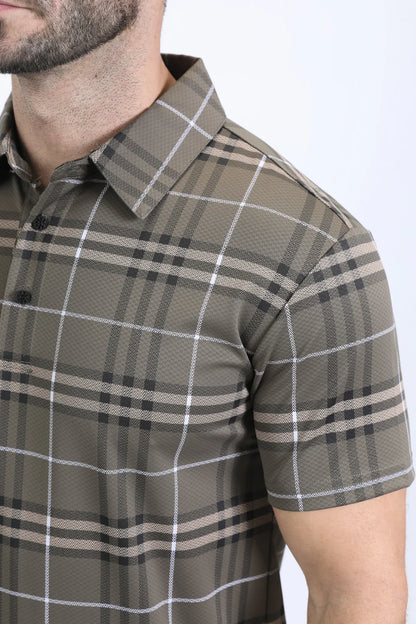 Platini Men’s Cotton Modern Fit Stretch Beige Polo