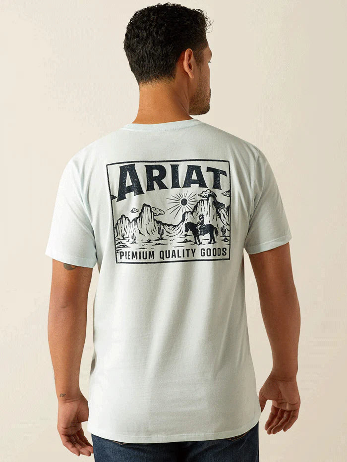 Ariat Mens Echo Valley Pocket T-Shirt Quiet Ride Light Blue