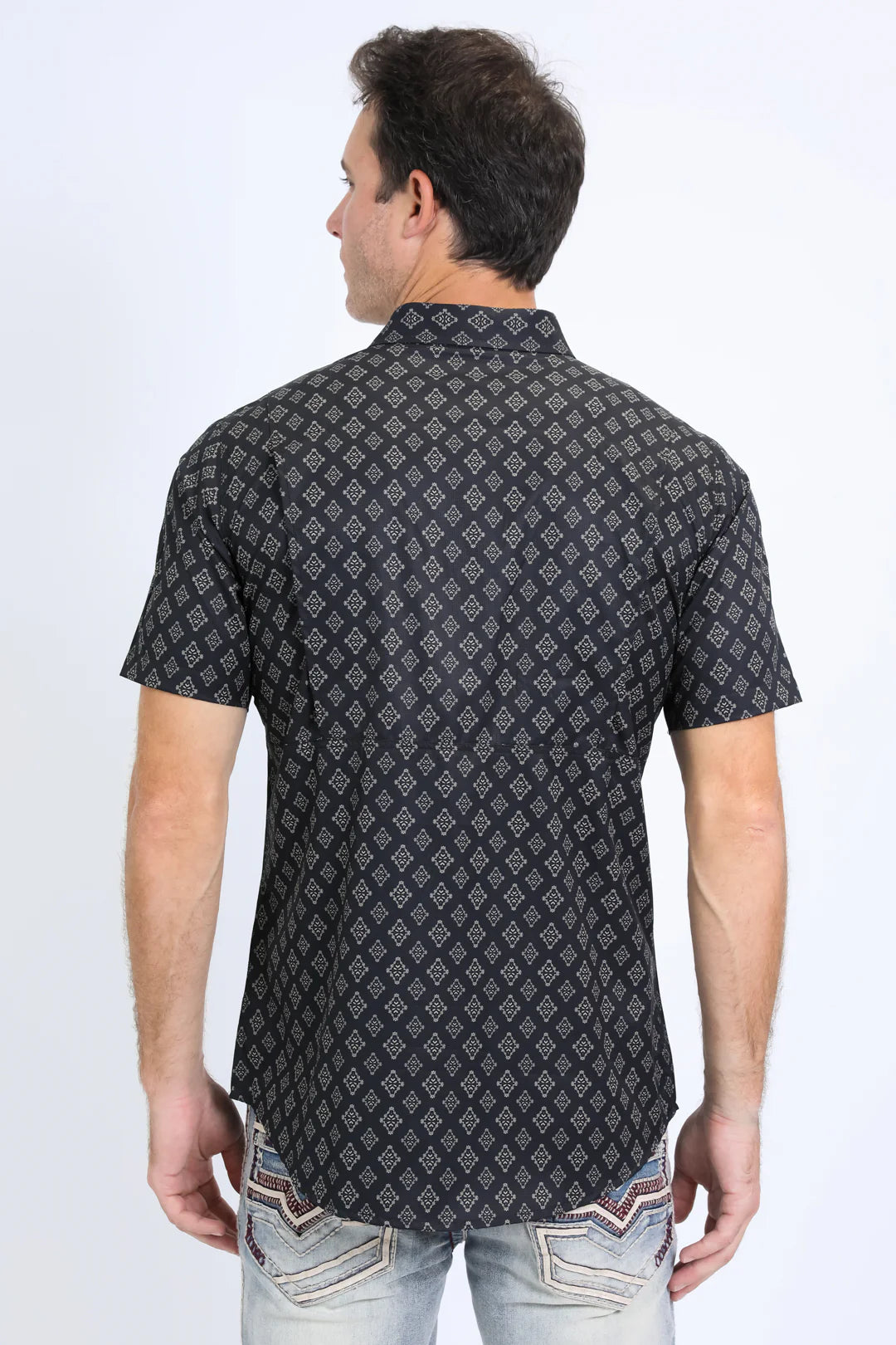 Platini Men’s performance Western SS Aztec Print Black