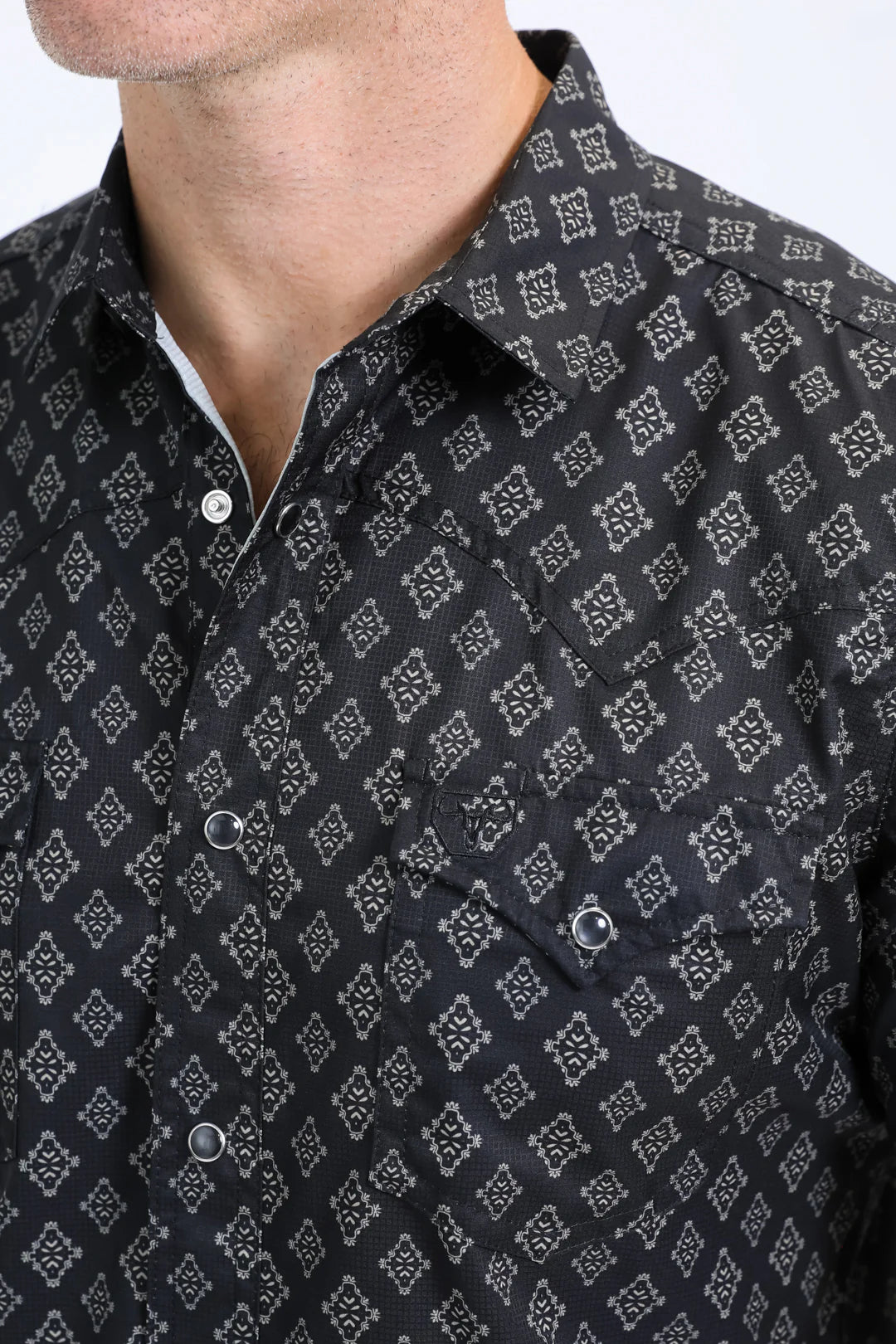 Platini Men’s performance Western SS Aztec Print Black