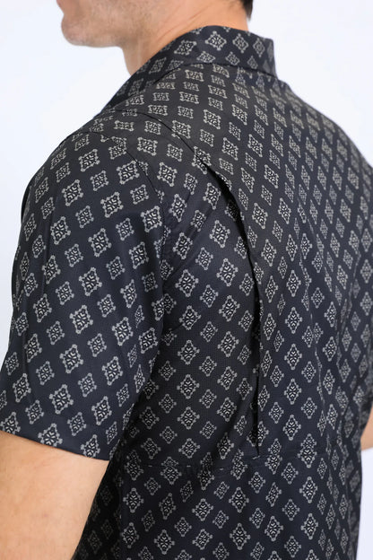Platini Men’s performance Western SS Aztec Print Black
