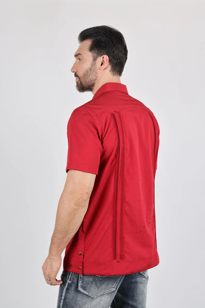 Platini Men’s Modern Red GUAYABERA Shirt