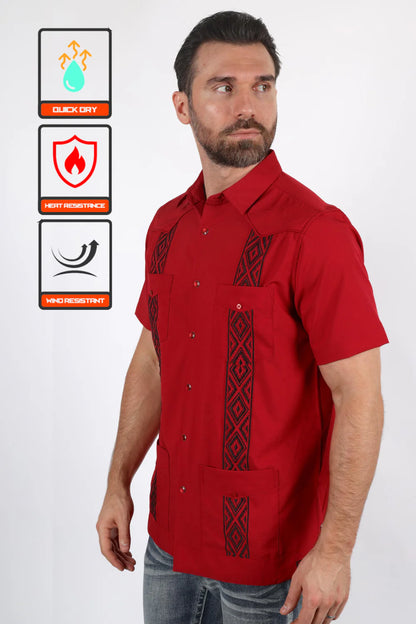 Platini Men’s Modern Red GUAYABERA Shirt