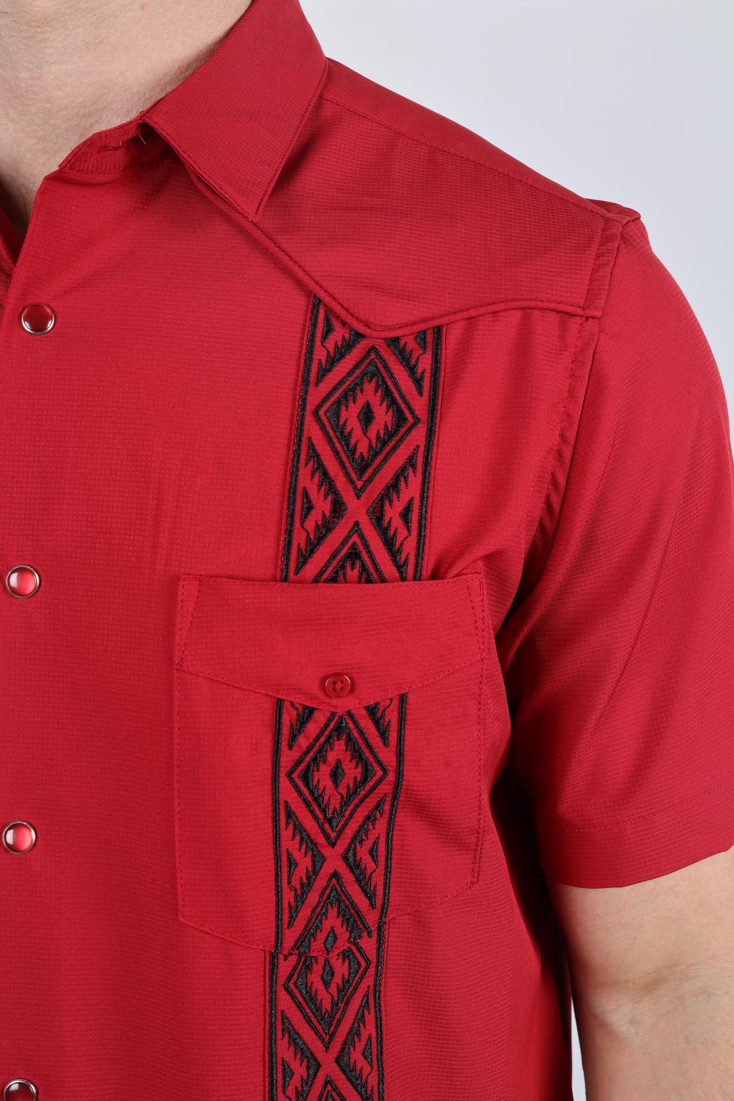 Platini Men’s Modern Red GUAYABERA Shirt