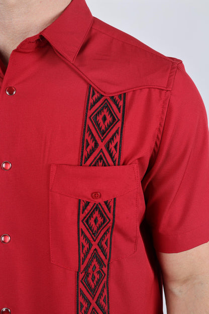 Platini Men’s Modern Red GUAYABERA Shirt