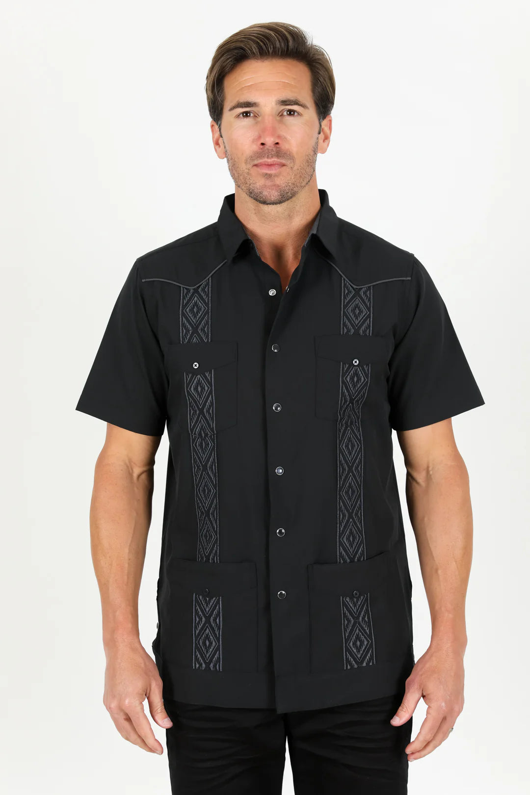 Platini Men’s Modern Black GUAYABERA Shirt
