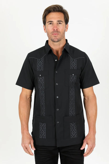 Platini Men’s Modern Black GUAYABERA Shirt