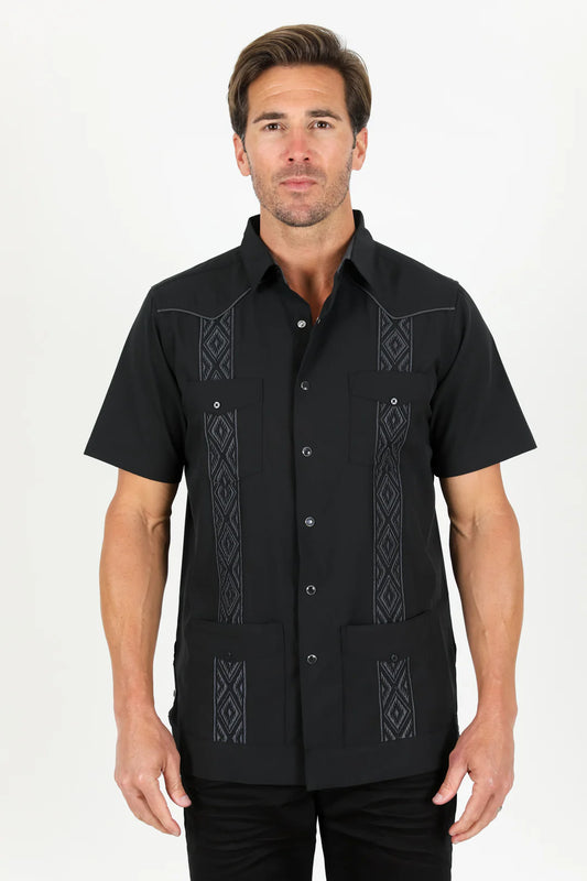 Platini Men’s Modern Black GUAYABERA Shirt