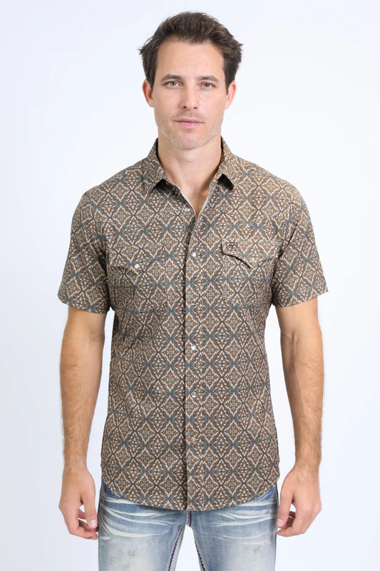 Platini Performance Western SS Aztec Print Brown
