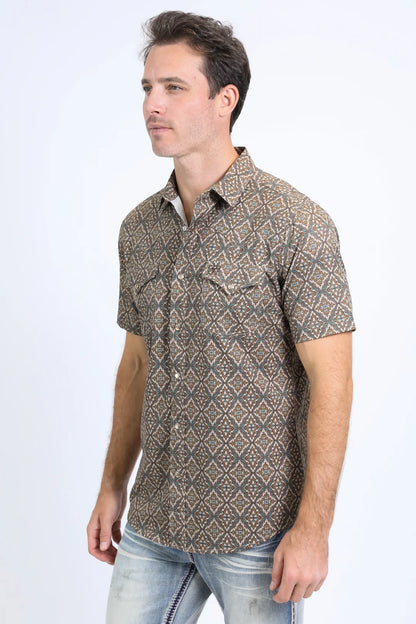 Platini Performance Western SS Aztec Print Brown
