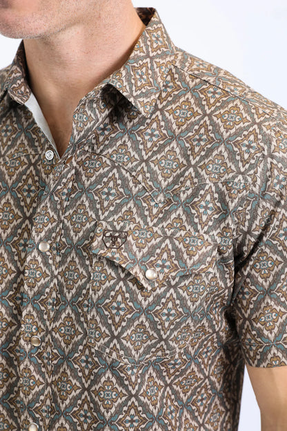 Platini Performance Western SS Aztec Print Brown