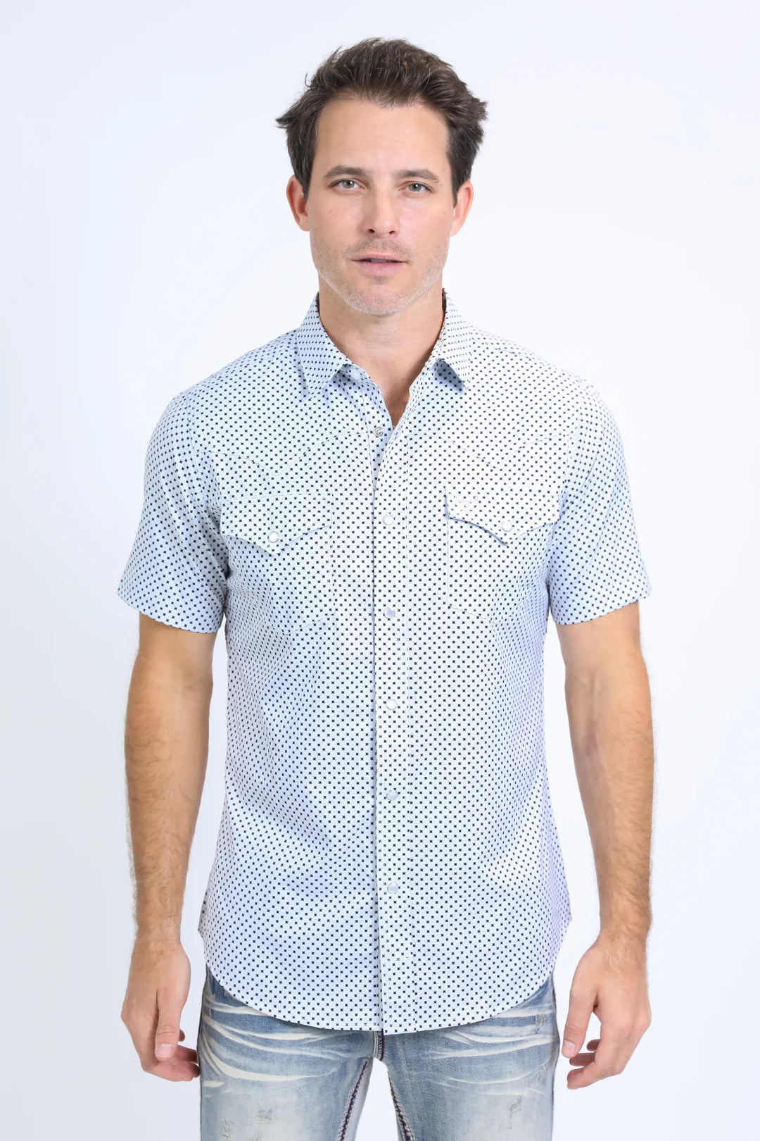 Platini Men’s Performance Western SS Aztec Print White/Black