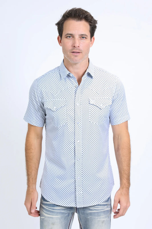 Platini Men’s Performance Western SS Aztec Print White/Black