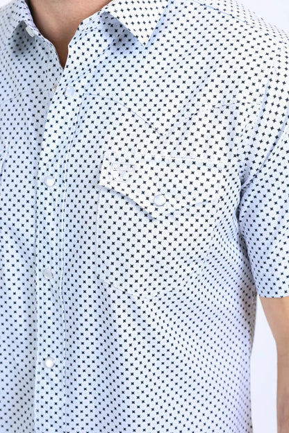 Platini Men’s Performance Western SS Aztec Print White/Black