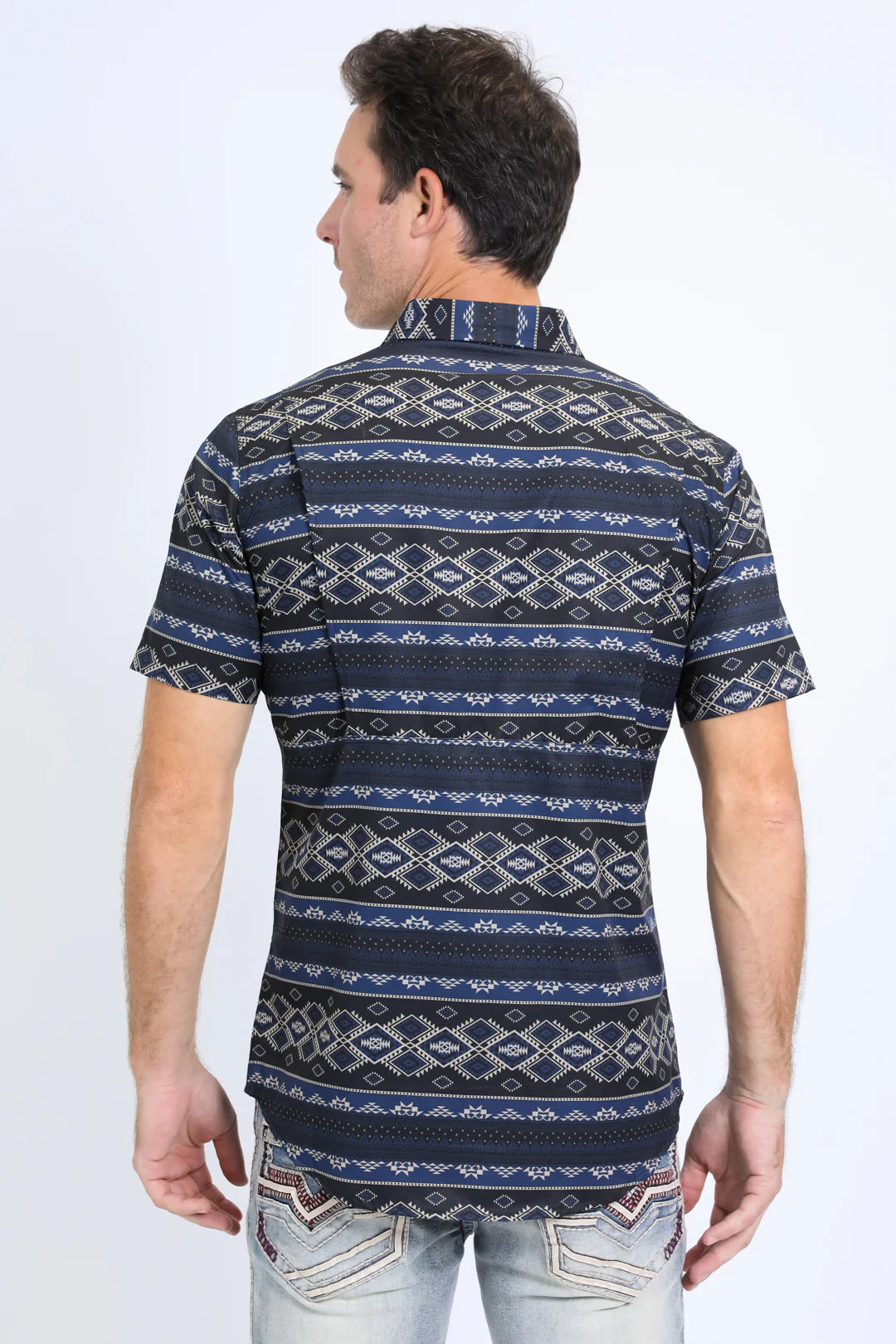 Platini Men’s Performance Western SS Aztec Print Black