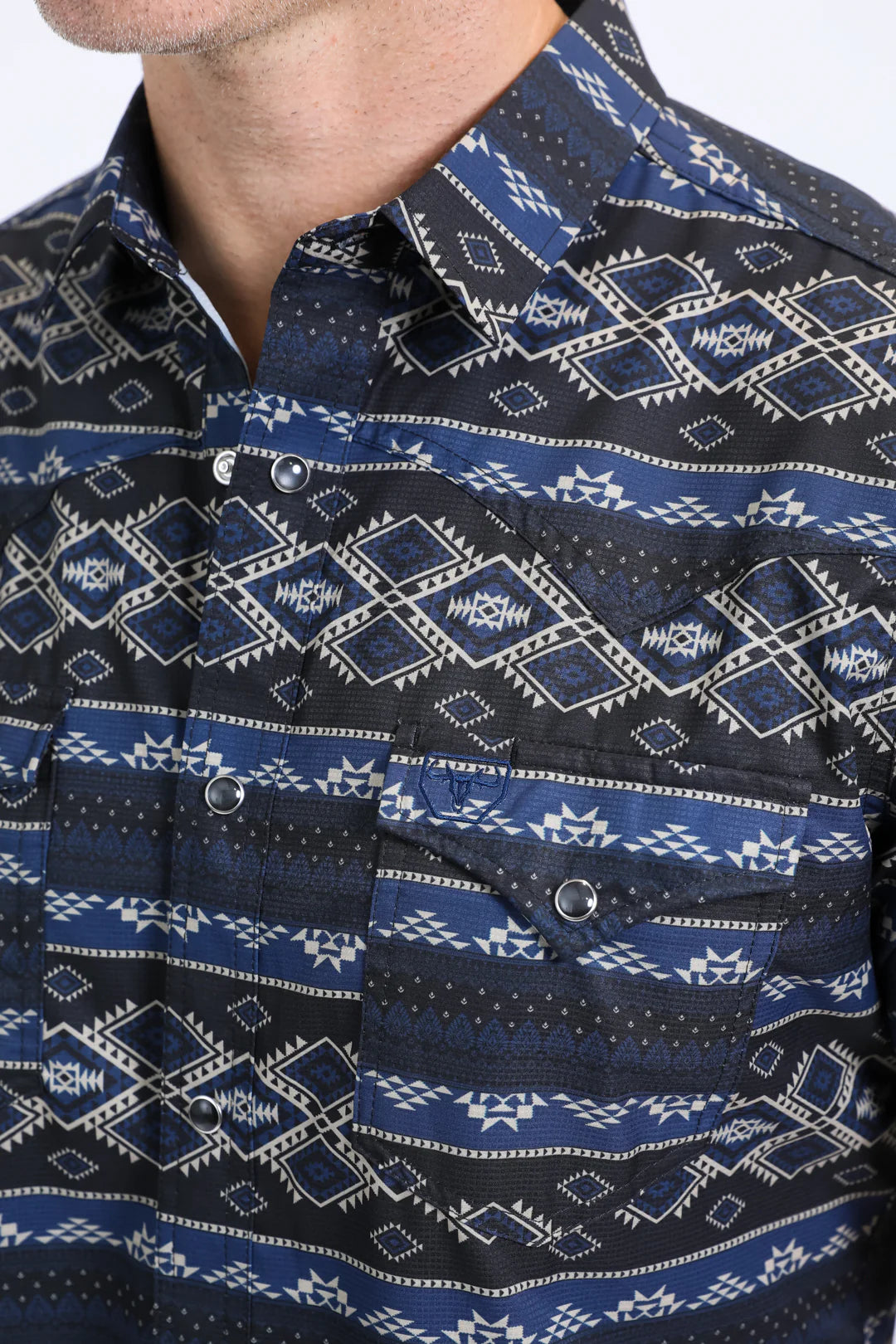 Platini Men’s Performance Western SS Aztec Print Black