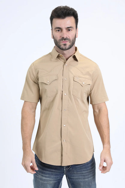 Platini Men’s Performance Western SS Khaki Shirt