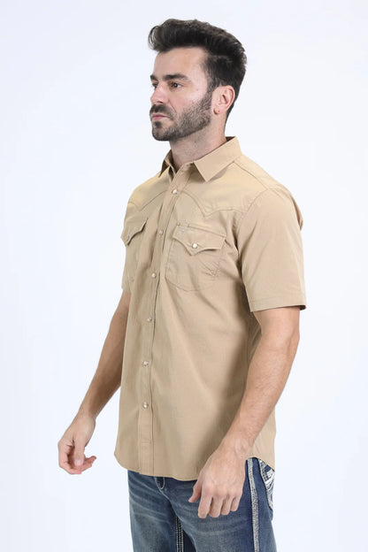 Platini Men’s Performance Western SS Khaki Shirt