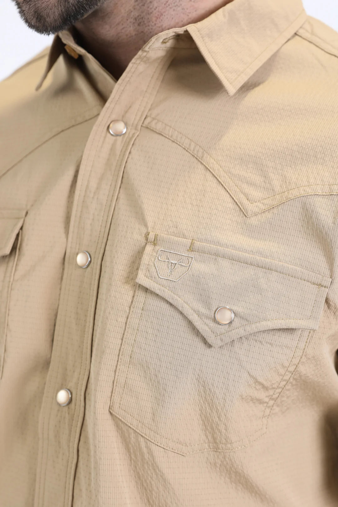 Platini Men’s Performance Western SS Khaki Shirt