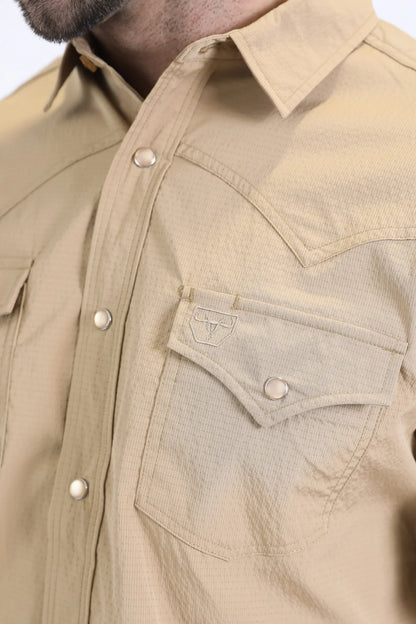 Platini Men’s Performance Western SS Khaki Shirt
