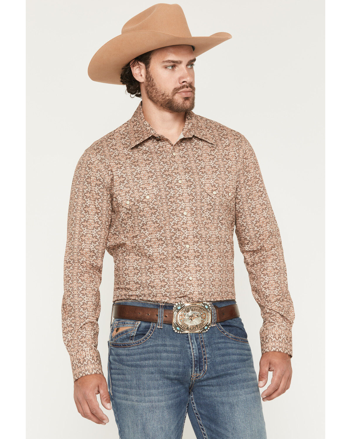 Rock & Roll Denim Men’s Boot Stitch Print LS Snap Western Shirt BMN2S07639