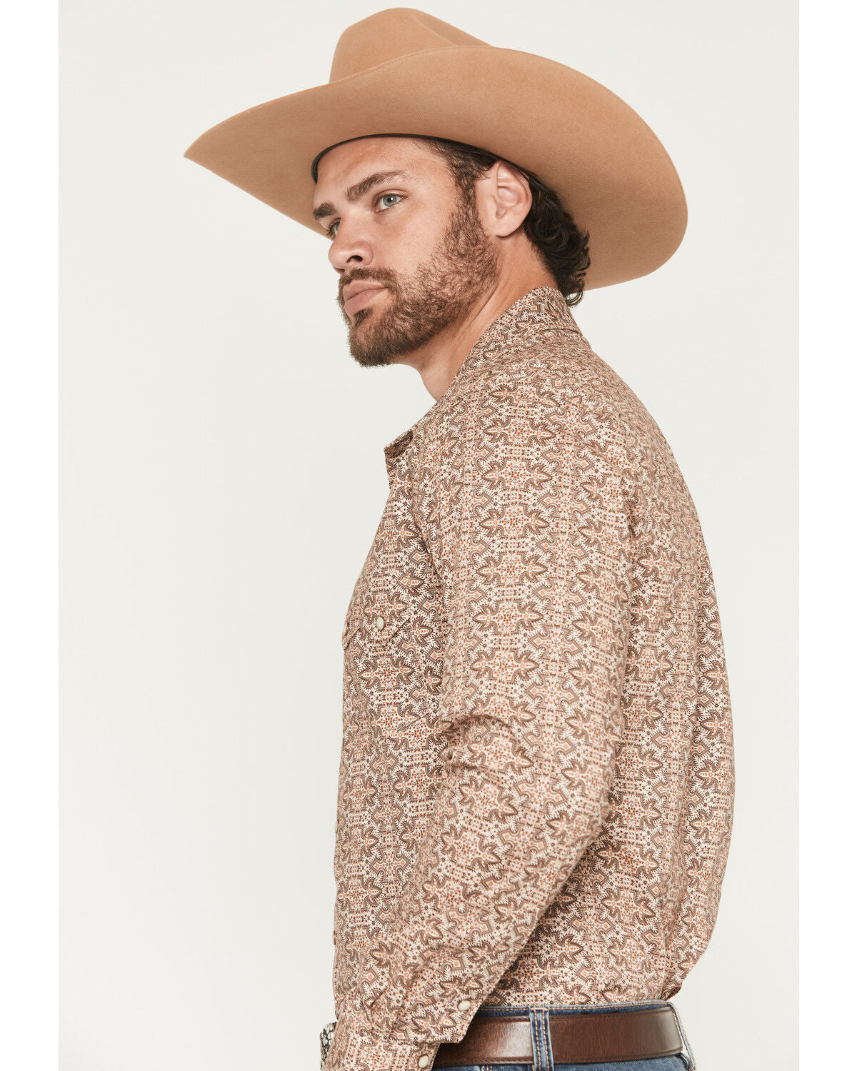 Rock & Roll Denim Men’s Boot Stitch Print LS Snap Western Shirt BMN2S07639