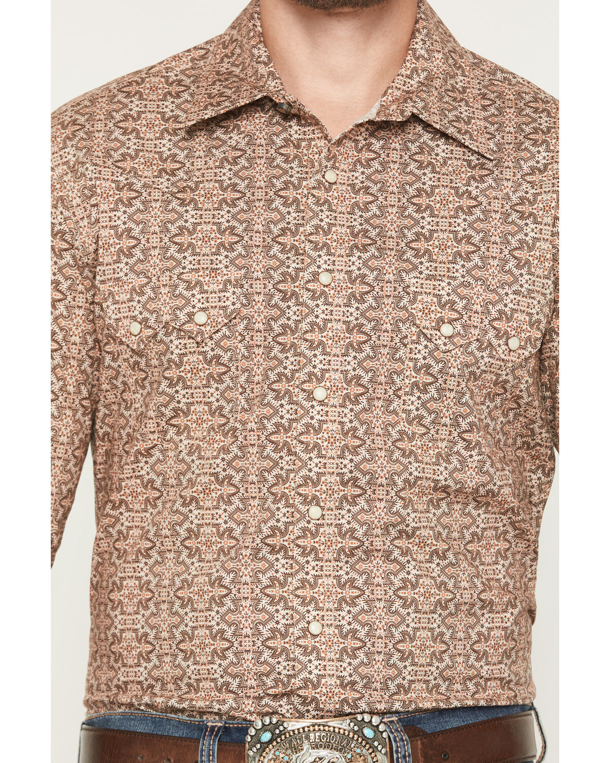 Rock & Roll Denim Men’s Boot Stitch Print LS Snap Western Shirt BMN2S07639