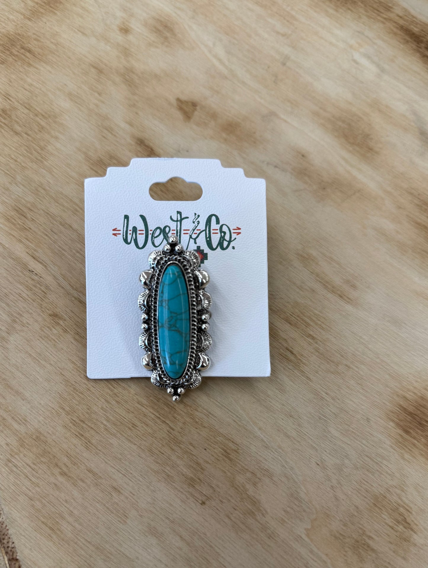 West&Co Adjustable Elongated Turquoise Ring