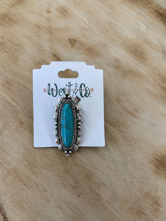 West&Co Adjustable Elongated Turquoise Ring