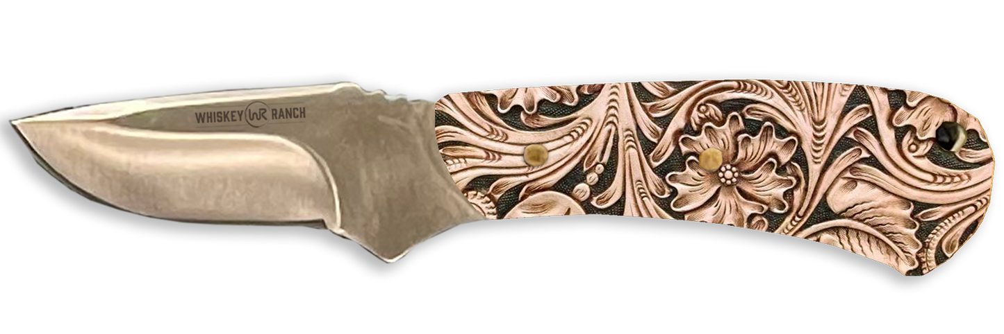 WHISKEY RANCH TOOLED LEATHER WB44-06 | ACRYLIC HANDLE