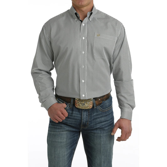 Cinch Men’s White Striped LS Shirt