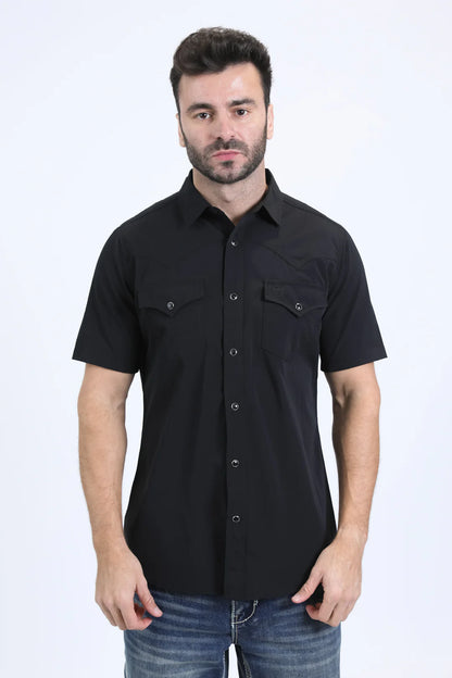 Platini Men’s Performance Western SS Black Shirt