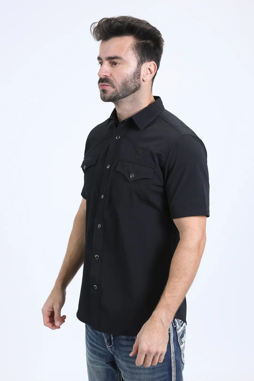 Platini Men’s Performance Western SS Black Shirt
