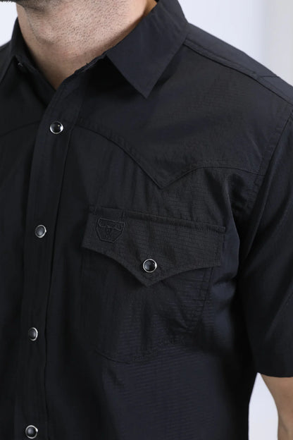 Platini Men’s Performance Western SS Black Shirt