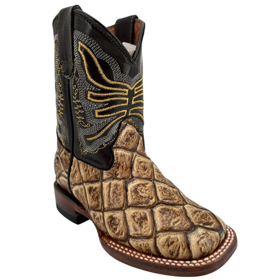 Tanner Mark Kid's Orix Tan Monster Fish Print Boots TMK205204