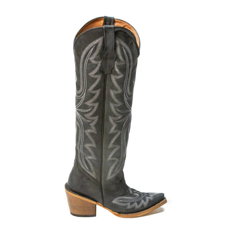 Tanner Mark Women’s Oakley Crackle Black Fashion Heel Knee High