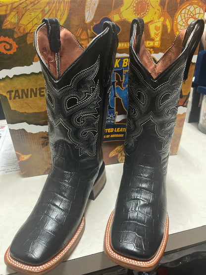 Tanner Mark Boots Youth Caiman Belly Print Black TMY200779
