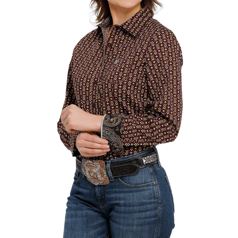 Cinch Ladies Pattern Long Sleeve Button Down Shirt