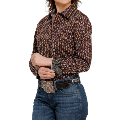 Cinch Ladies Pattern Long Sleeve Button Down Shirt