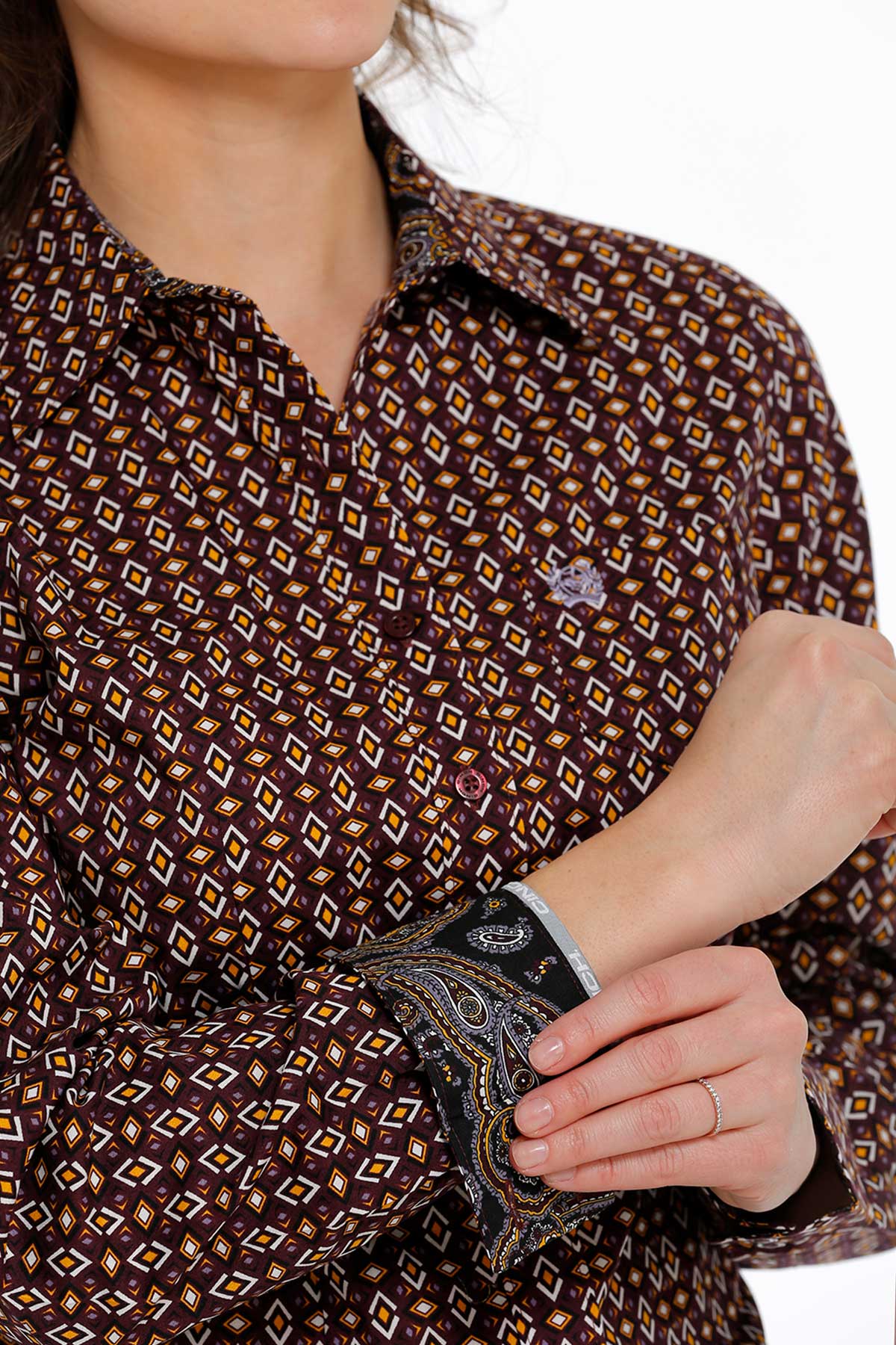 Cinch Ladies Pattern Long Sleeve Button Down Shirt