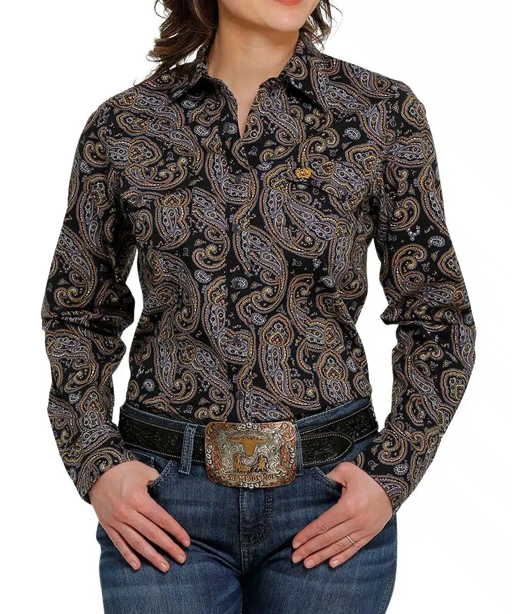Cinch Women's Paisley Print Snap Western Shirt