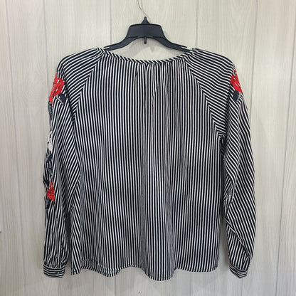 Cruel Denim Striped Tie Front Floral Embroidered Top