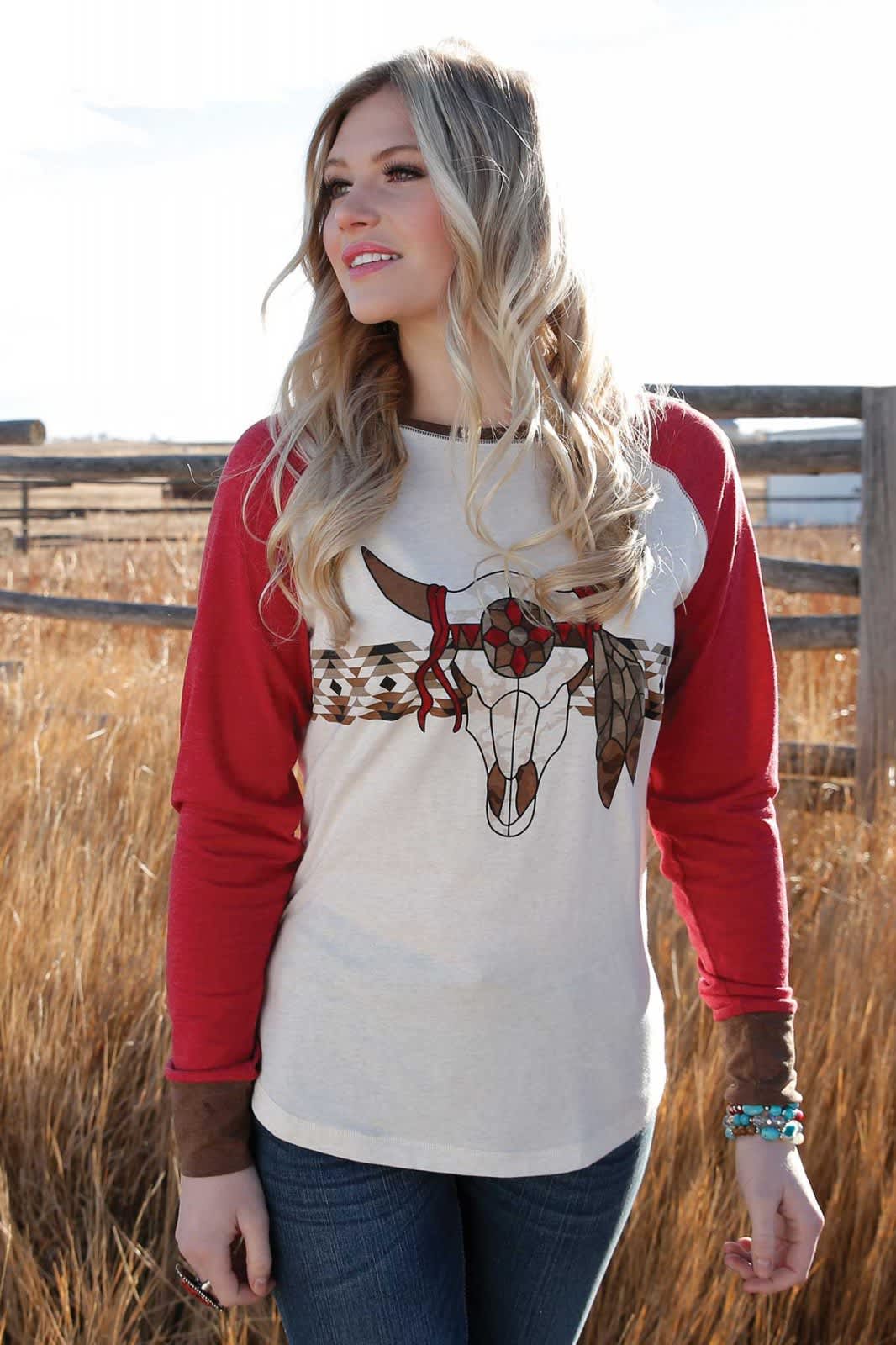 CRUEL GIRL LADIES RAGLAN 3/4 TEE STEERHEAD