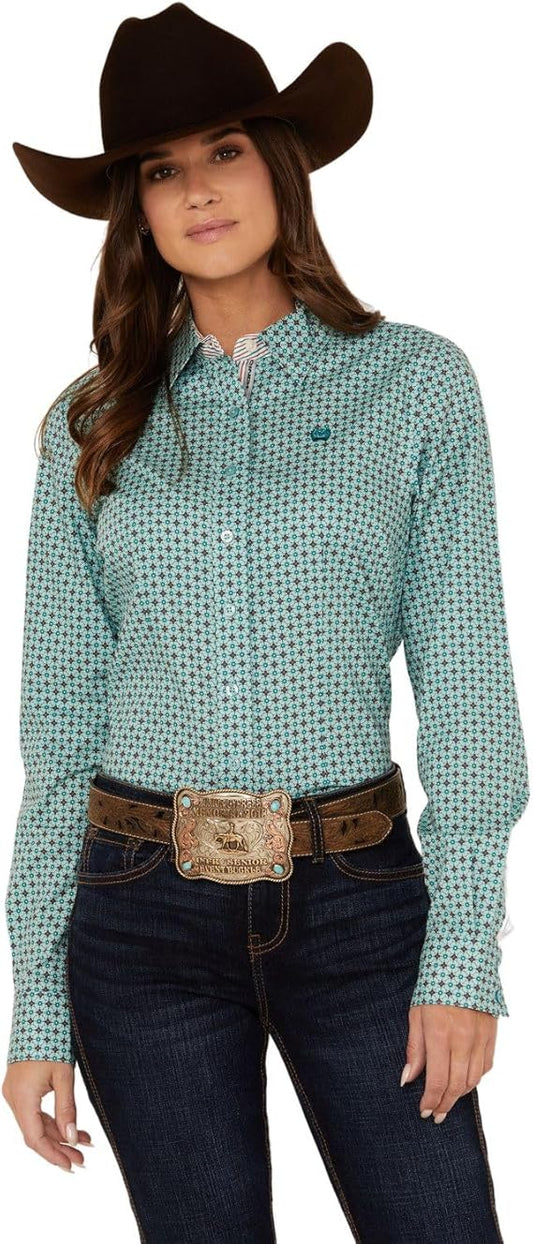 Cinch Women's Printed Long Sleeve Button-Down Western Shirt